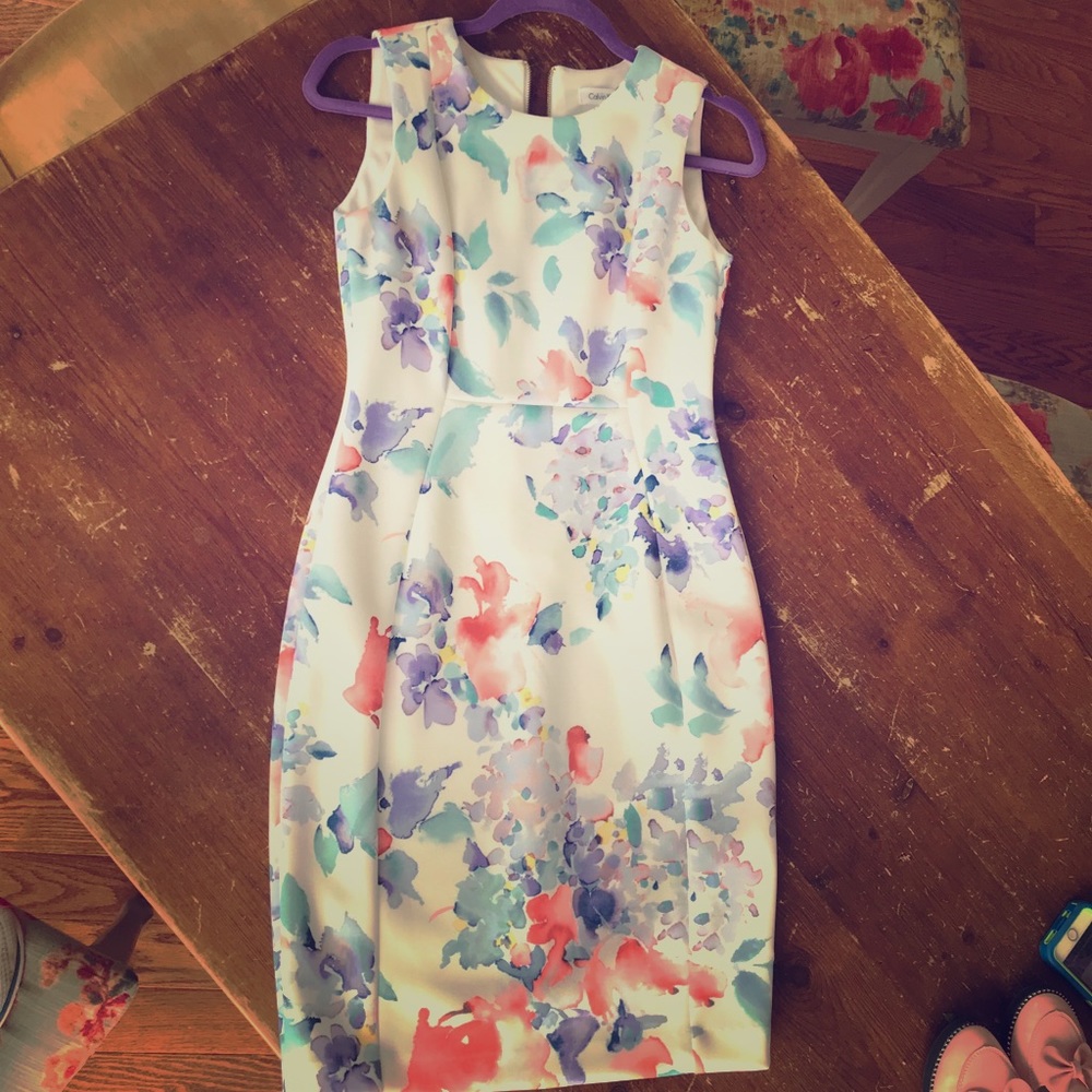 Calvin fully-lined spring floral knee length dress